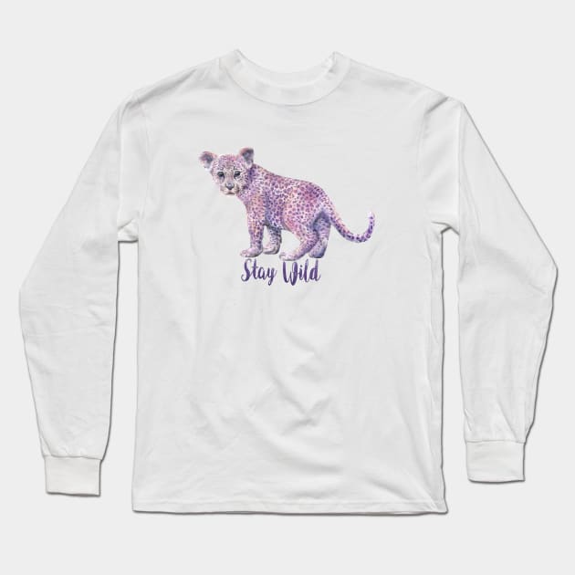 Stay Wild Pink Leopard Long Sleeve T-Shirt by wanderinglaur